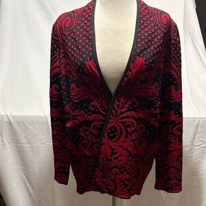 Chico's Black and Red Ornate Cardigan